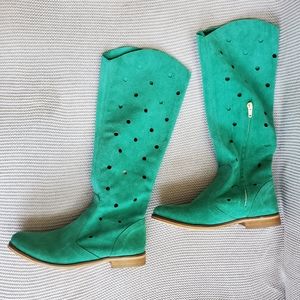 Handmade Green Suede Boots